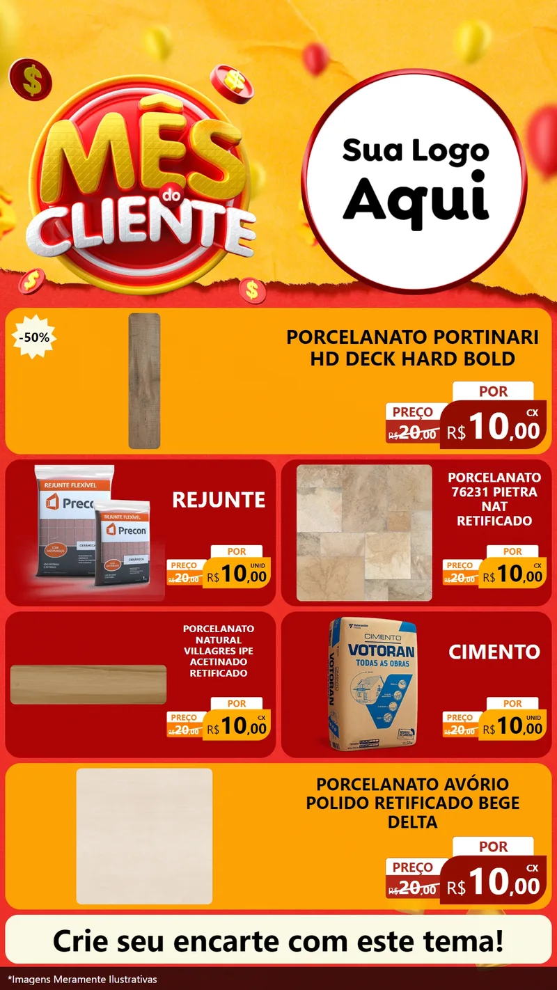 Modelo de TV para TV Vertical com o tema Mês do Cliente para Pisos e revestimentos