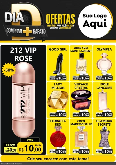 Modelo de Encarte para Encarte A4 Vertical com o tema Dia D Mais Economia para Perfumes