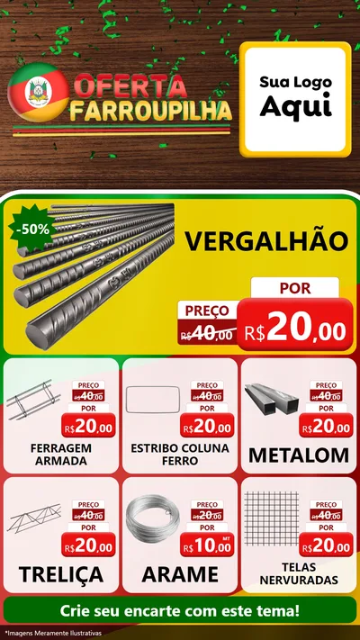 Modelo de Rede Social para Stories com o tema Oferta Farroupilha para Ferragens