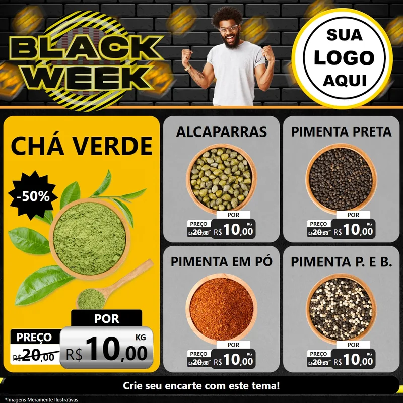 Modelo de Rede Social para Feed Facebook com o tema Black Week para Produtos Naturais