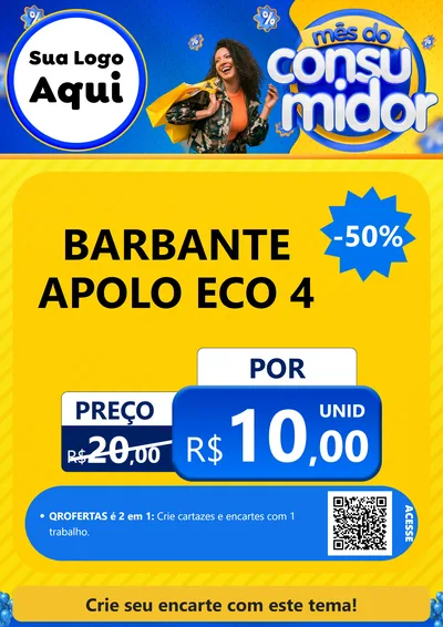 Modelo de Cartaz para Cartaz A4 Vertical com o tema Mês do Consumidor para Armarinho e Aviamentos