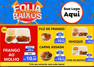 Modelo de Encarte para Encarte A4 Horizontal com o tema Folia de Preços Baixos para Restaurante