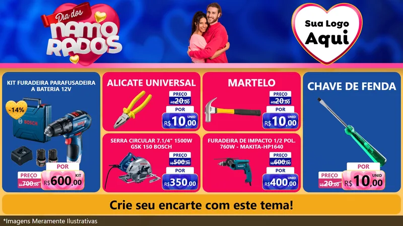 Modelo de TV para TV Horizontal com o tema Dia dos namorados para Maquinas e Ferramentas