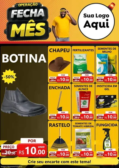 Modelo de Encarte para Encarte A4 Vertical com o tema Operação Fecha Mês para Agropecuária