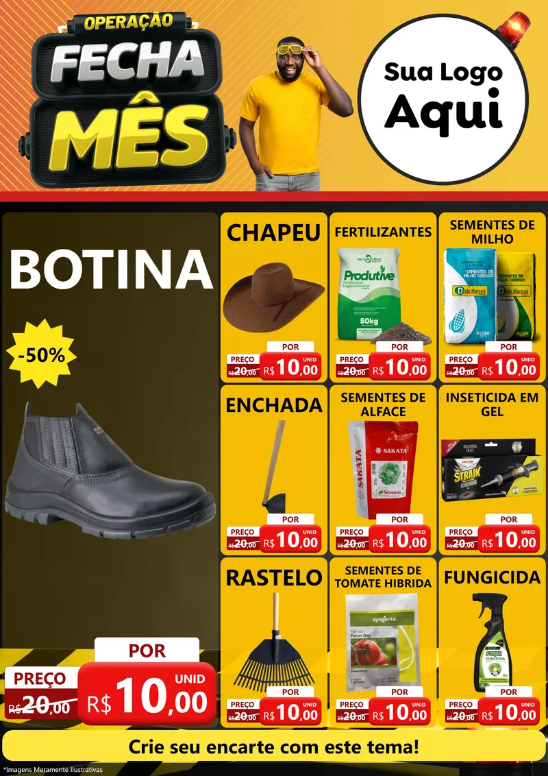 Modelo de Encarte para Encarte A4 Vertical com o tema Operação Fecha Mês para Agropecuária