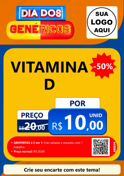 Modelo de Cartaz para Cartaz A4 Vertical com o tema Dia dos Genéricos - Farmácia para Farmácia