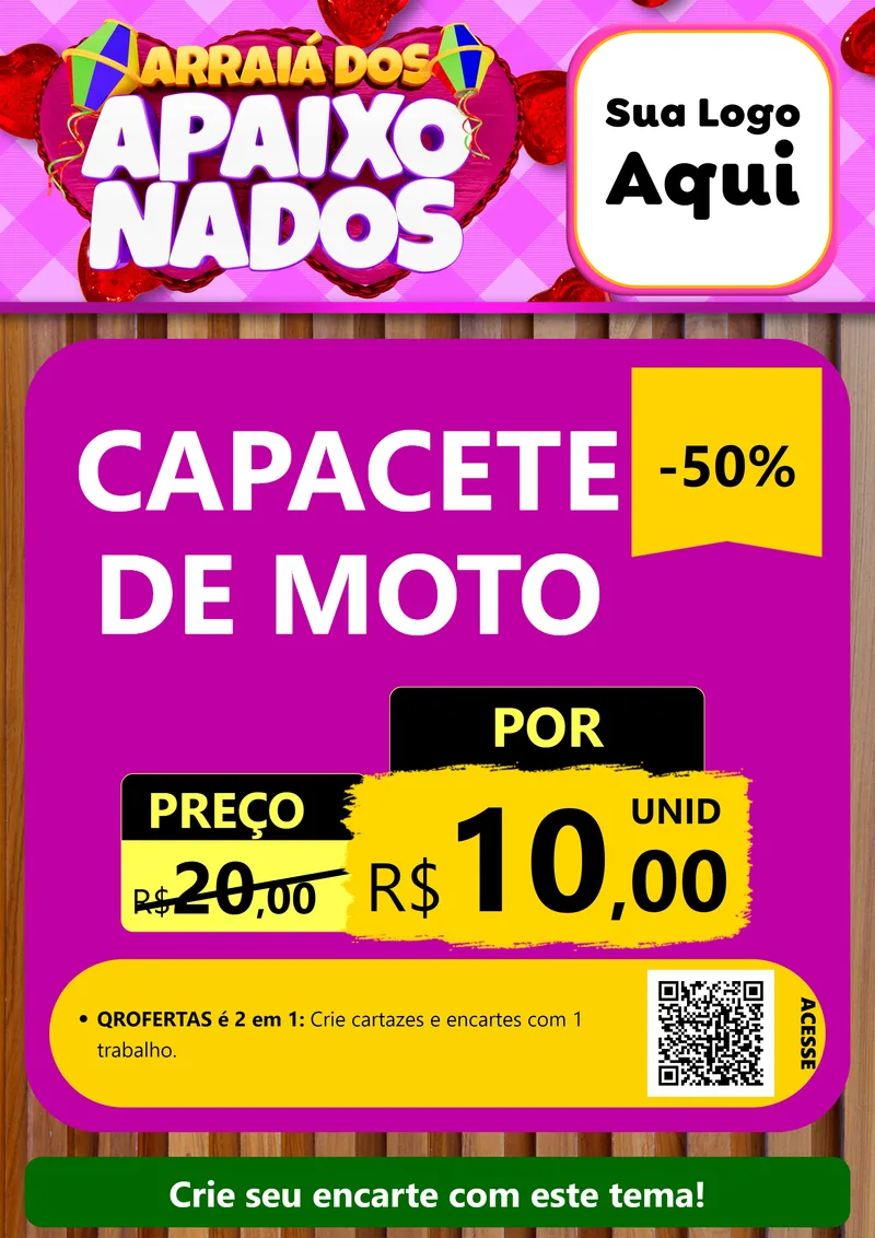 Modelo de Cartaz para Cartaz A4 Vertical com o tema Arraiá dos Apaixonados para Moto peças