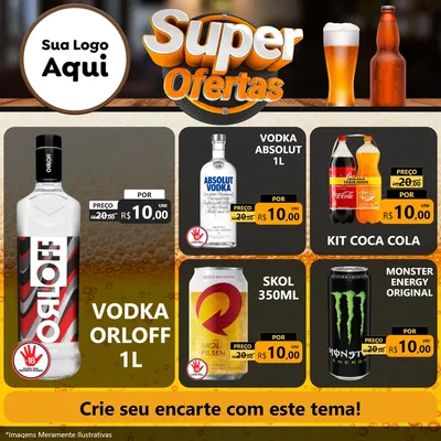 Modelo de Rede Social para Feed Facebook com o tema Super Ofertas - Adega / Bebidas para Distribuidora de bebidas