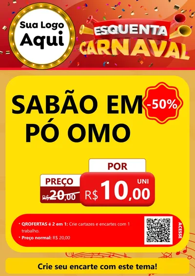 Modelo de Cartaz para Cartaz A4 Vertical com o tema Esquenta Carnaval para Produtos de Limpeza