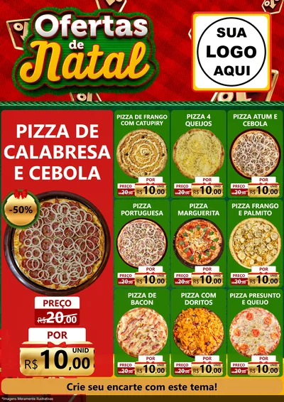 Modelo de Encarte para Encarte A4 Vertical com o tema Ofertas de Natal para Pizzaria