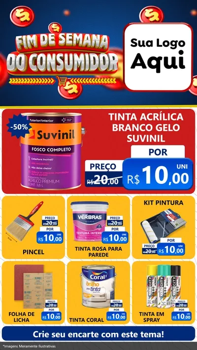 Modelo de Rede Social para Stories com o tema Fim de Semana do Consumidor para Tintas e Ferramentas