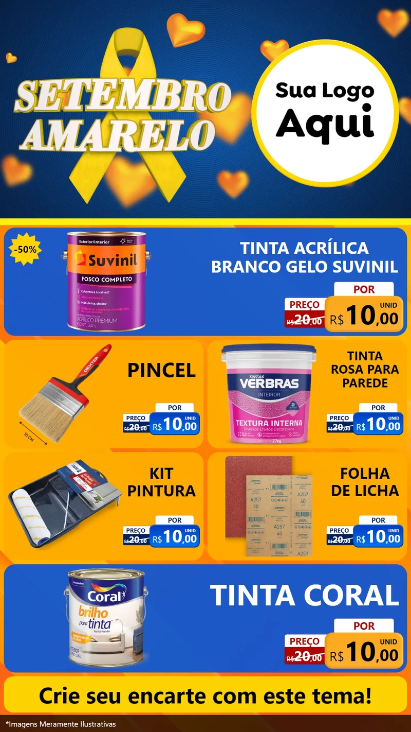 Modelo de TV para TV Vertical com o tema Setembro Amarelo para Tintas e Ferramentas