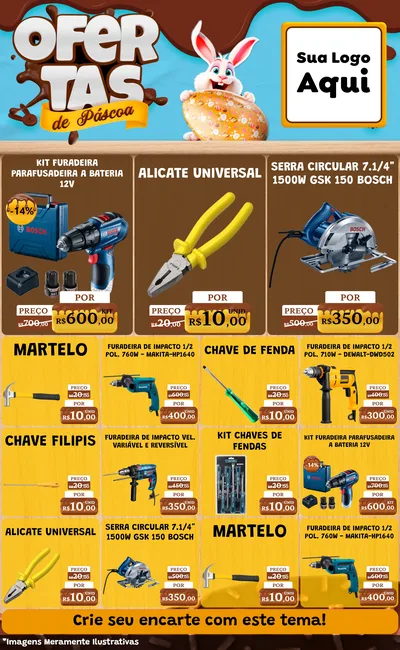 Modelo de Encarte para Encarte Grande com o tema Ofertas de Páscoa para Maquinas e Ferramentas