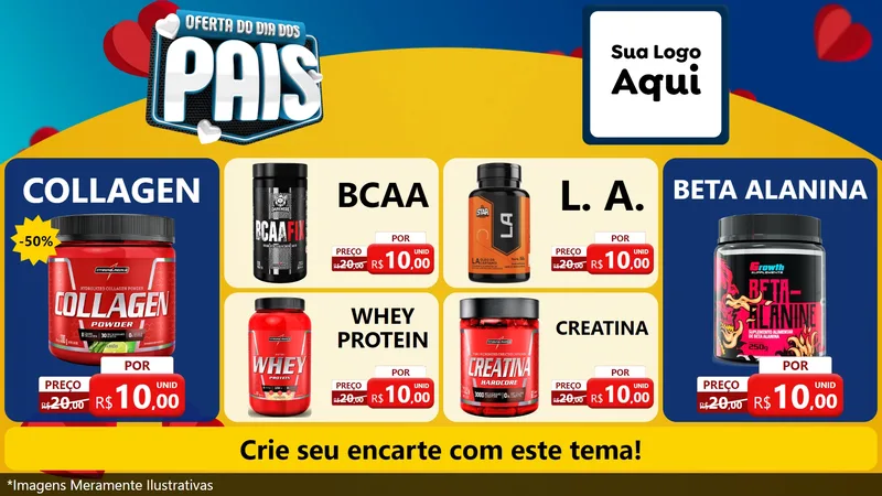 Modelo de TV para TV Horizontal com o tema Oferta Do Dia Dos Pais para Suplementos alimentares