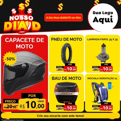 Modelo de Rede Social para Feed Facebook com o tema Nosso Dia D para Moto peças