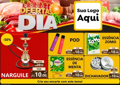 Modelo de Encarte para Encarte A4 Horizontal com o tema Ofertas do Dia para Tabacaria