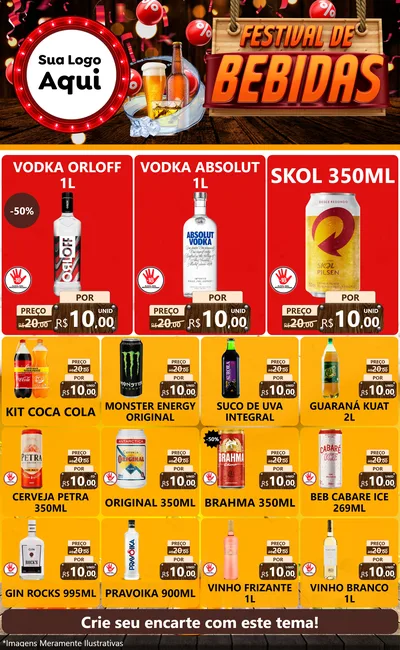 Modelo de Encarte para Encarte Grande com o tema Festival de Bebidas para Distribuidora de bebidas