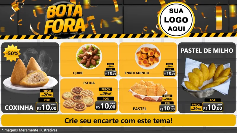 Modelo de TV para TV Horizontal com o tema Bota Fora para Salgadaria
