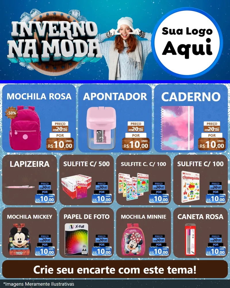 Modelo de Rede Social para Feed Instagram com o tema Inverno na Moda para Papelaria
