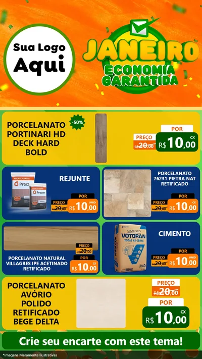 Modelo de TV para TV Vertical com o tema Janeiro - Economia Garantida para Pisos e revestimentos