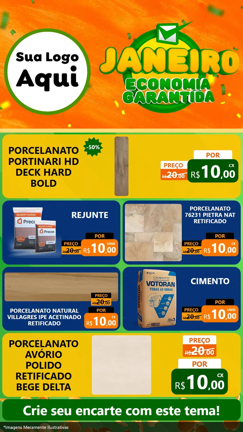 Modelo de TV para TV Vertical com o tema Janeiro - Economia Garantida para Pisos e revestimentos