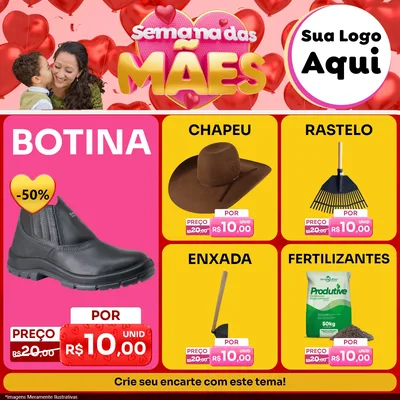 Modelo de Rede Social para Feed Facebook com o tema Semana Das Mães para Agropecuária