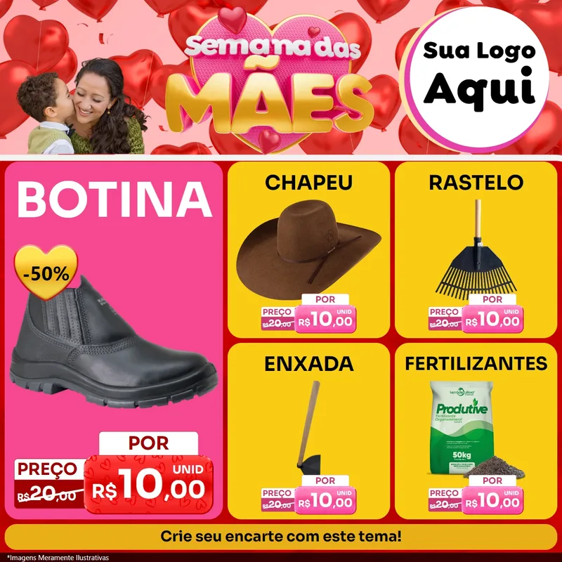 Modelo de Rede Social para Feed Facebook com o tema Semana Das Mães para Agropecuária