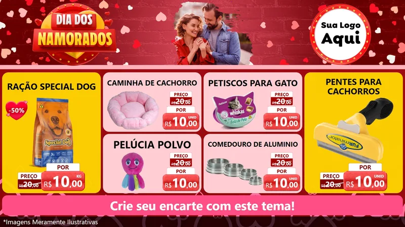 Modelo de TV para TV Horizontal com o tema Dia Dos Namorados para Pet Shop