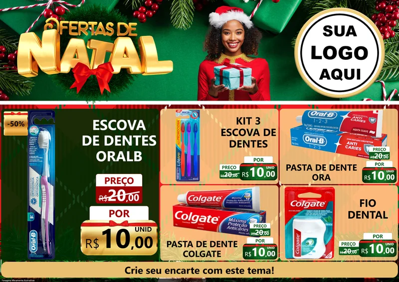 Modelo de Encarte para Encarte A4 Horizontal com o tema Ofertas de Natal para Higiene Pessoal