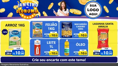 Modelo de TV para TV Horizontal com o tema Janeiro da Economia para Supermercado