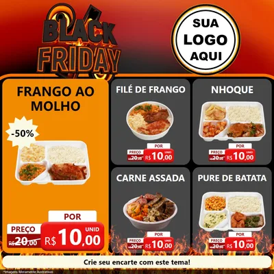 Modelo de Rede Social para Feed Facebook com o tema Black Friday para Restaurante