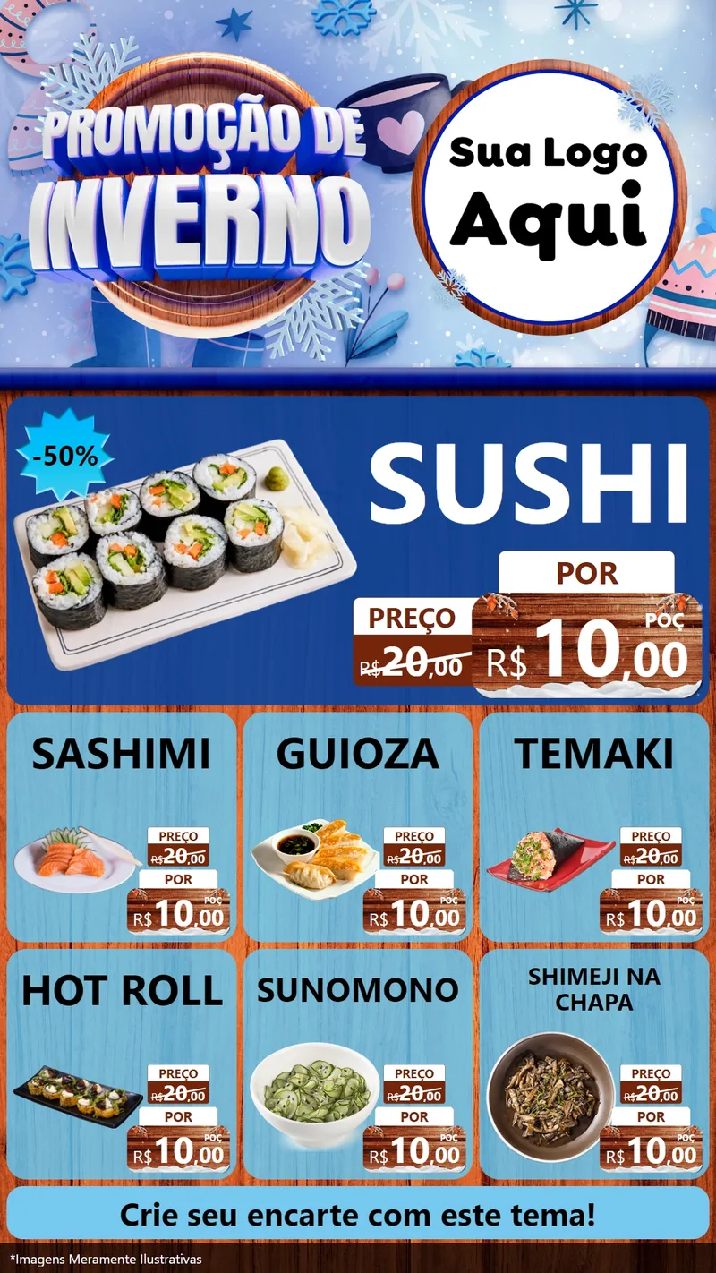 Modelo de Rede Social para Stories com o tema Promoção de Inverno para Comida japonesa