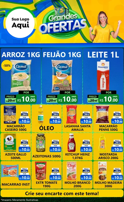 Modelo de Encarte para Encarte Grande com o tema Grandes Ofertas para Supermercado