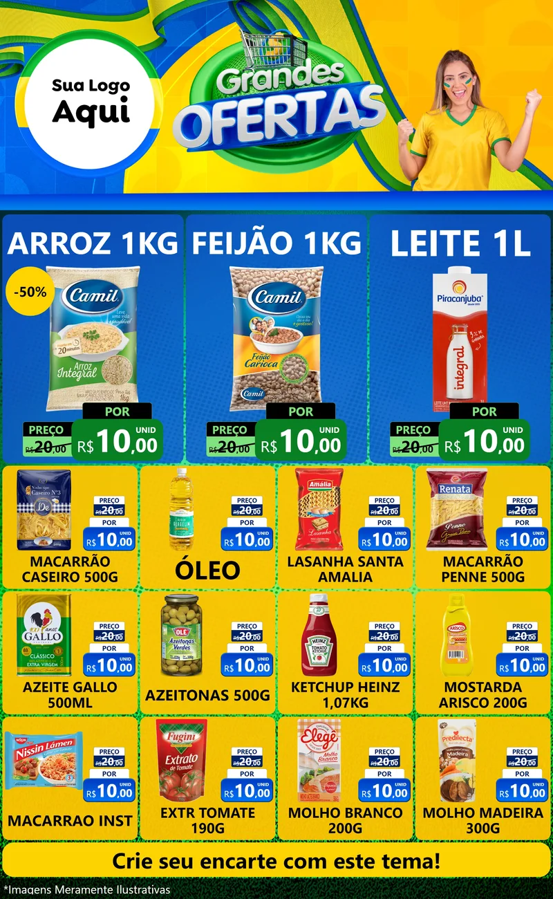 Modelo de Encarte para Encarte Grande com o tema Grandes Ofertas para Supermercado