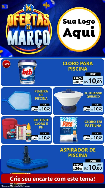 Modelo de TV para TV Vertical com o tema Ofertas de Março para Produtos para Piscina