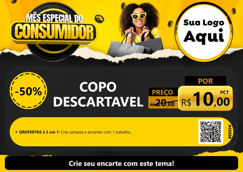 Modelo de Cartaz para Cartaz A4 Horizontal com o tema Mês Especial do Consumidor para Embalagens