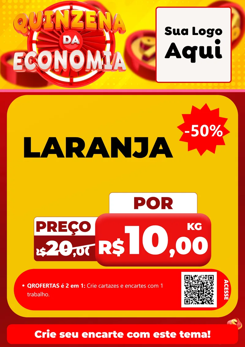 Modelo de Cartaz para Cartaz A4 Vertical com o tema Quinzena Da Economia para Hortifrúti