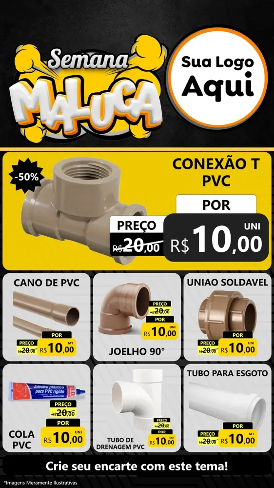 Modelo de Rede Social para Stories com o tema Semana Maluca para Tubos e conexões