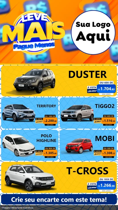 Modelo de TV para TV Vertical com o tema Leve Mais, Pague Menos para Concessionaria de Carros