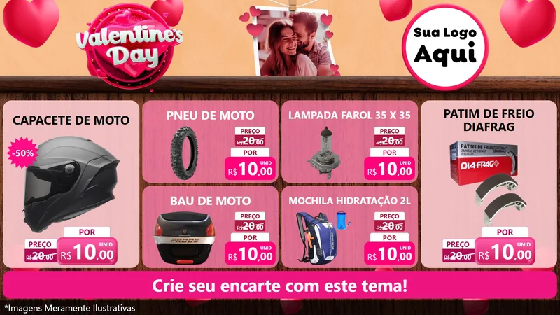 Modelo de TV para TV Horizontal com o tema Valentine's Day para Moto peças