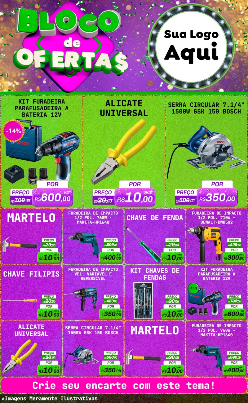 Modelo de Encarte para Encarte Grande com o tema Bloco de Ofertas para Maquinas e Ferramentas