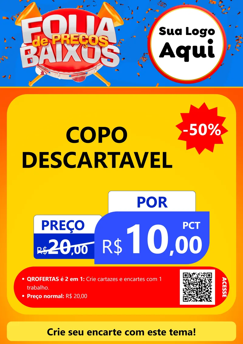 Modelo de Cartaz para Cartaz A4 Vertical com o tema Folia de Preços Baixos para Embalagens