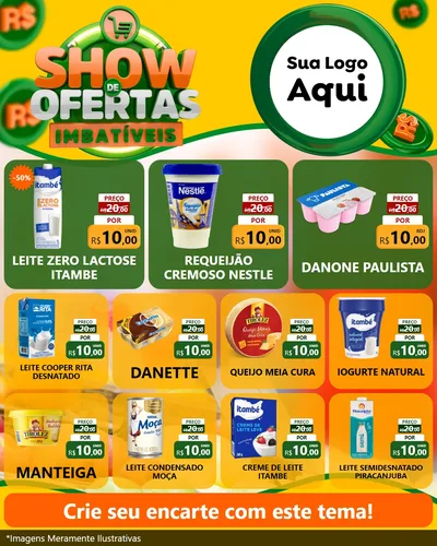 Modelo de Rede Social para Feed Instagram com o tema Show de Ofertas Imbatíveis para Frios e Laticínios