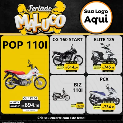 Modelo de Rede Social para Feed Facebook com o tema Feriado Maluco para Concessionaria de Motos