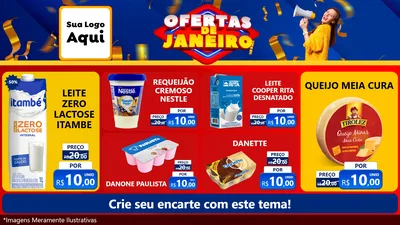 Modelo de TV para TV Horizontal com o tema Ofertas de Janeiro para Frios e Laticínios