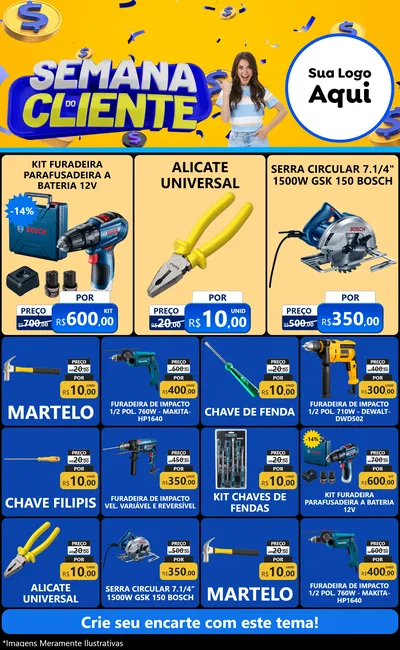 Modelo de Encarte para Encarte Grande com o tema Semana do Cliente para Maquinas e Ferramentas
