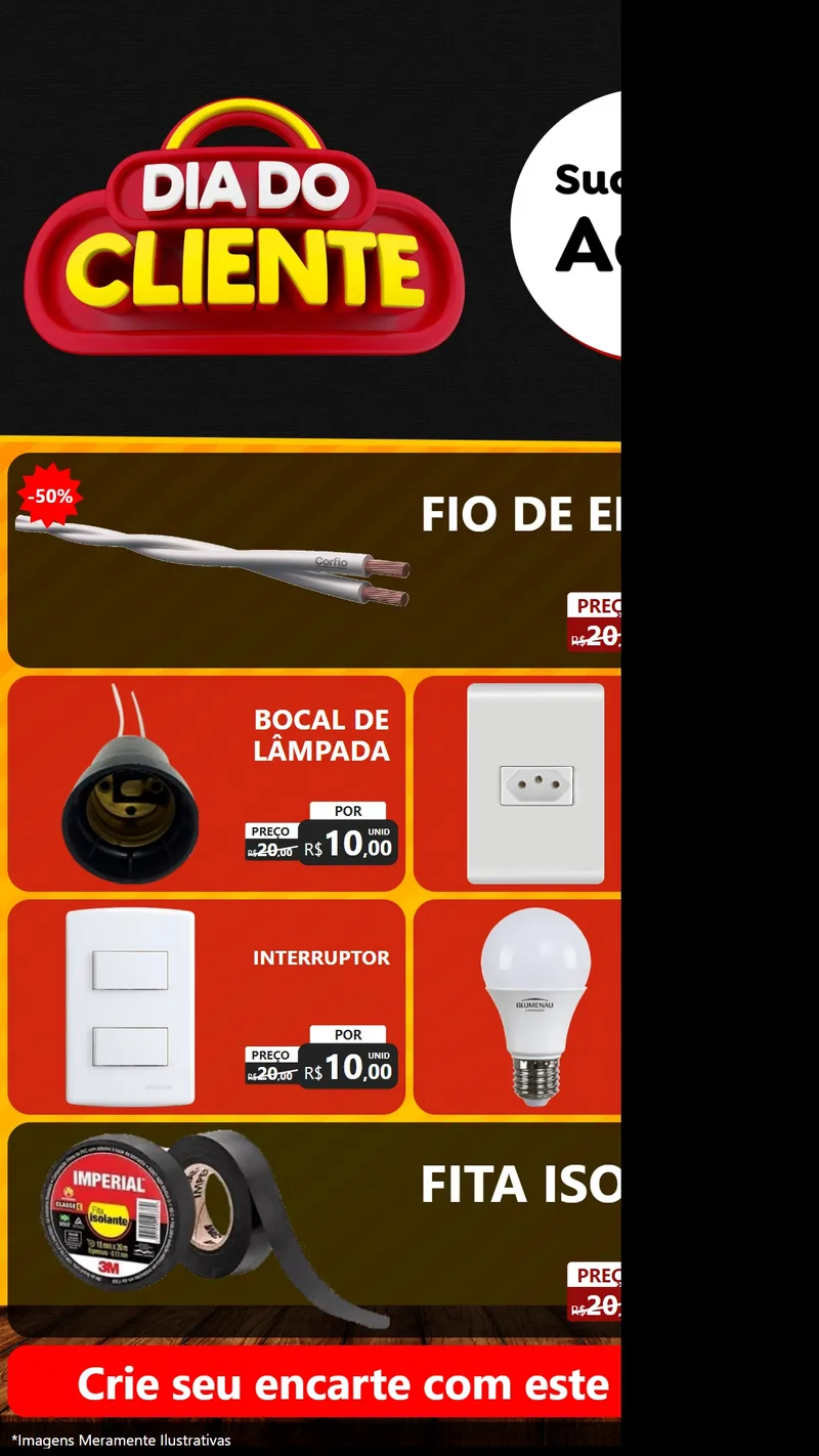 Modelo de TV para TV Vertical com o tema Dia do Cliente para Materiais Elétricos