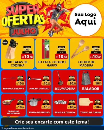 Modelo de Rede Social para Feed Instagram com o tema Super Ofertas Julho para Utilidades Domésticas