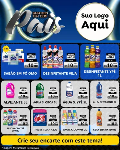 Modelo de Rede Social para Feed Instagram com o tema Sorteio Dia Dos Pais para Produtos de Limpeza