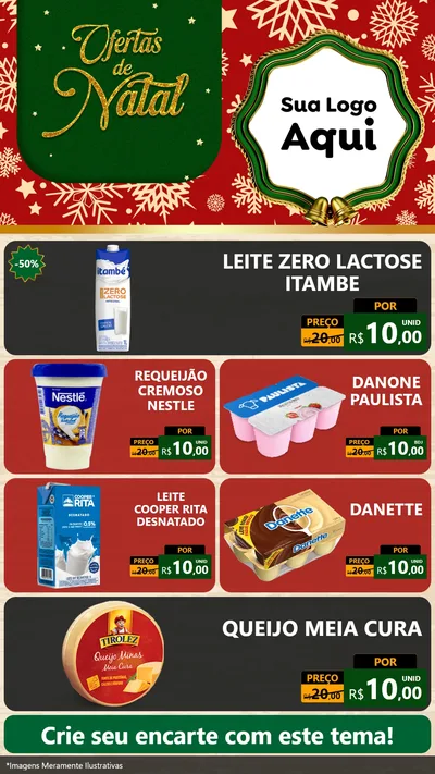 Modelo de TV para TV Vertical com o tema Natal de Ofertas para Frios e Laticínios